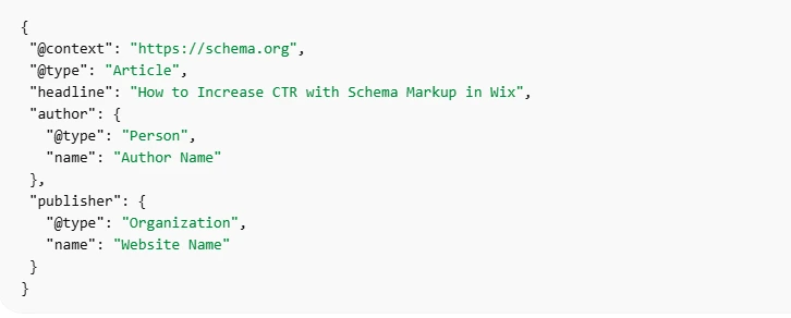 Wix JSON-LD Schema Example