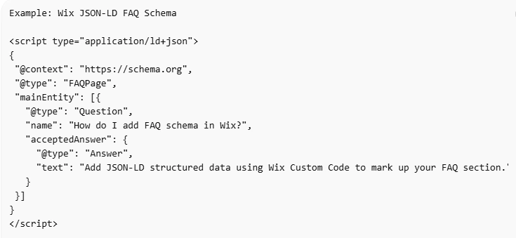 Wix JSON-LD Schema Example
