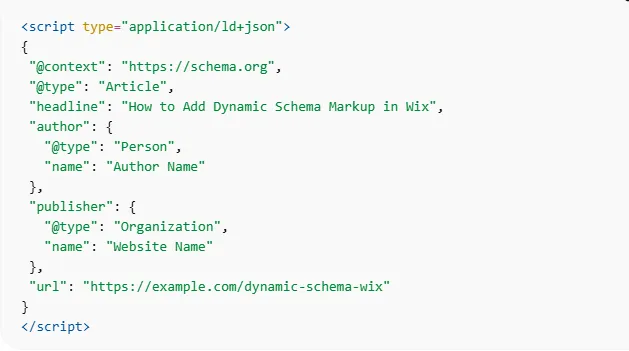 Wix JSON-LD Schema Example