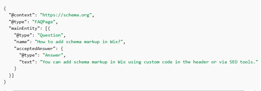 Wix JSON-LD Schema Markup Example