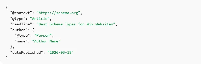 Wix JSON-LD Schema Markup Example