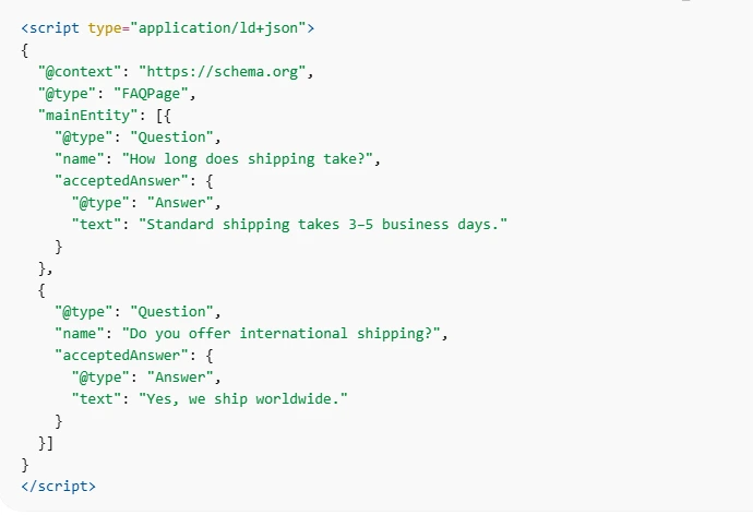 JSON-LD FAQ Code Example