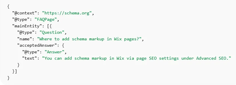 Wix FAQ Schema Example