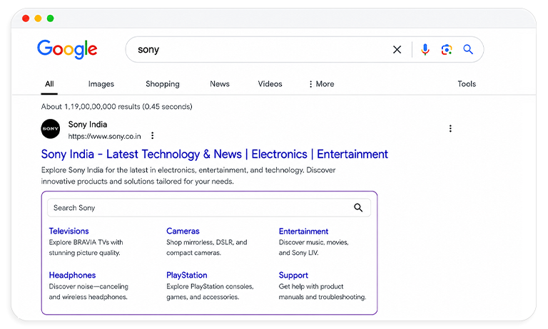 Enhance Search Listings with Website Search Features