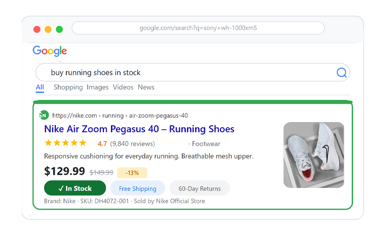 Show product availability directly in rich snippets