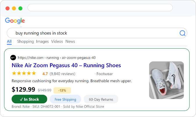 Show product availability directly in rich snippets