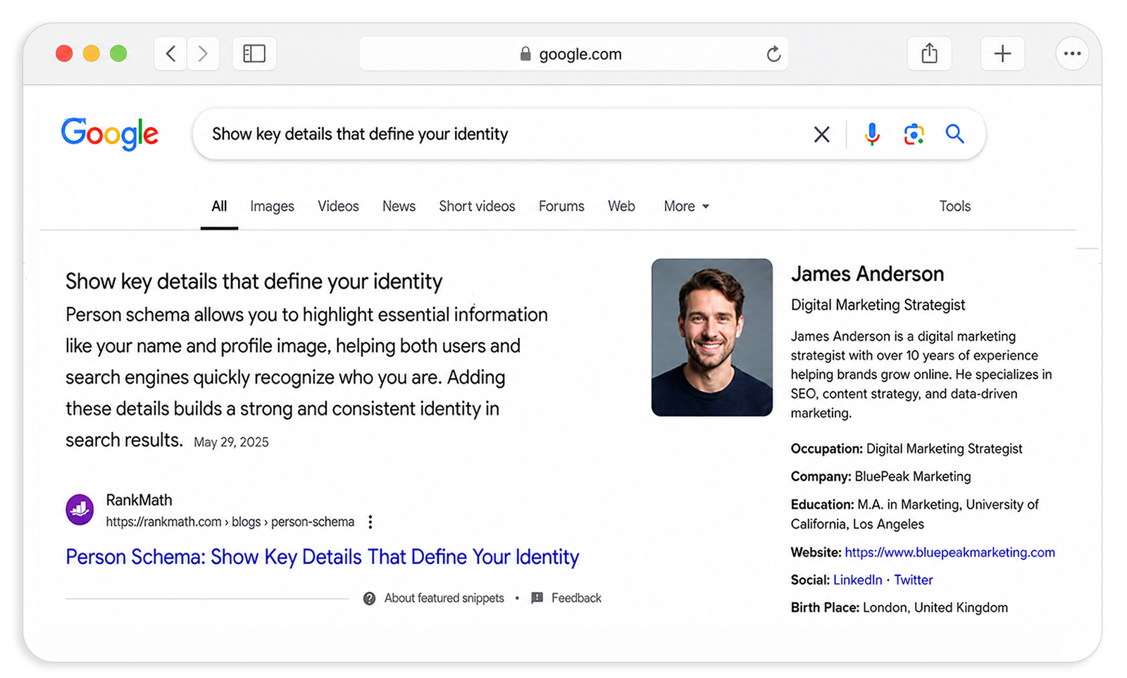 Show key details that define your identity